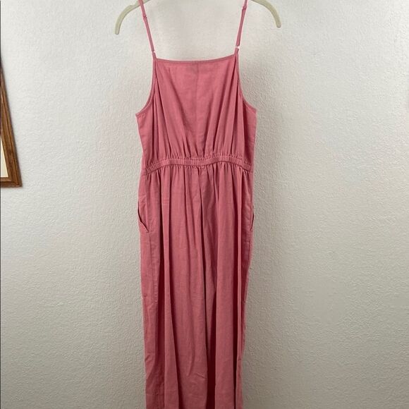 LOFT Pink Linen Blend Front Knot Jumpsuit size Small - Picture 3 of 12
